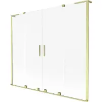Mexen Velar L Duo badwand 2-delig verschuifbaar 200 x 150 cm, mat, goud geborsteld - 896-200-003-32-55