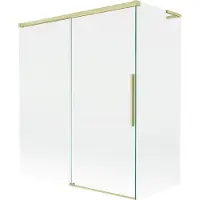 Mexen Rox L badscherm dubbelvleugelig schuifbaar 140 + 70 x 150 , transparant, goud geborsteld - 8C9L-140-070-55-00