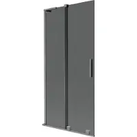 Mexen Velar L badwand scherm 2-delig schuifbaar 95 x 150 , grafiet, gun metal - 896-095-003-41-95