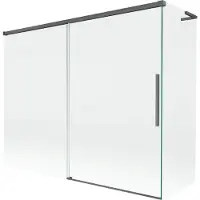 Mexen Rox L badscherm 2-delig uitschuifbaar 190 + 90 x 150 , transparant, geborsteld geweergrijs - 8C9L-190-090-66-00