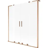 Mexen Velar L Duo badscherm 2-vleugelig schuifbaar 140 x 150 cm, ijs, geborsteld koper - 896-140-003-32-65