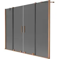 Mexen Velar Duo badwand scherm 2-delige schuifdeur 170 x 150 , grafiet, geborsteld koper - 896-170-000-42-65