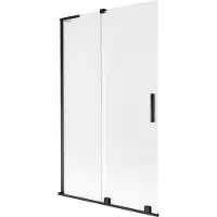 Mexen Velar L badwand scherm tweedelig schuifbaar 110 x 150 cm, matglas, zwart - 896-110-003-31-70