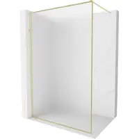 Mexen Kioto-XF Douchewand Walk-in met frame 100 x 202 , matglas 10 mm, goud geborsteld - 800-100-104-55-30-X