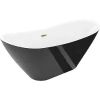 Mexen Lotos vrijstaande badkuip 170 x 75 , wit/zwart, goud overloop - 52051707775-50