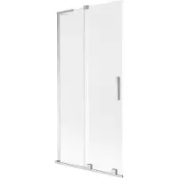 Mexen Velar L badwand scherm 2-delig schuifbaar 90 x 150 cm, ijsglas, chroom - 896-090-003-31-01