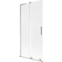 Mexen Velar L badwandscherm 2-delig schuifbaar 95 x 150 cm, matglas, geborsteld nikkel - 896-095-003-31-97