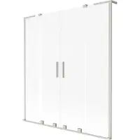 Mexen Velar L Duo badwand tweeledig schuifbaar 150 x 150 cm, ijsvorming, geborsteld nikkel - 896-150-003-32-97