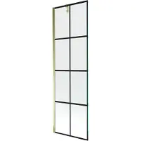 Mexen Next enkelvleugelig douchewand 60 x 150 , zwart raster, goud - 895-060-000-00-77-50