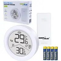 Greenblue - Draadloze weerstation - temperatuur IN/OUT - klok - keuze uit °C / °F - bereik tot 60 m - GB162 - Wit - Set met batterijen