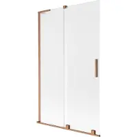 Mexen Velar L badwand scherm 2-delige schuifbare 110 x 150 cm, ijsglas, geborsteld koper - 896-110-003-31-65
