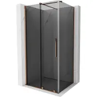 Mexen Velar schuifdouchecabine 90 x 75 , grafiet, roze goud - 871-090-075-41-60