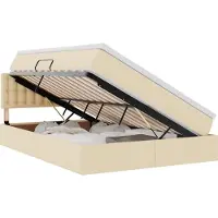 vidaXL LED opbergbed met matras Crème 140 x 190 cm Stof