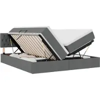 vidaXL LED opbergbed met matras Donkergrijs 200 x 200 cm Stof