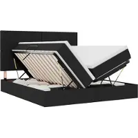 vidaXL Opbergbed met hoofdeinde met opslag Zwart 200 x 200 cm Stof