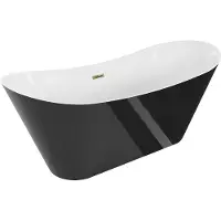 Mexen Celia vrijstaande badkuip 170 x 75 , wit/zwart, overloop goud - 52331707575-50