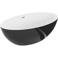 Mexen Nike vrijstaande badkuip 175 x 100 , wit/zwart, overloop geborsteld nikkel - 54071751075-97