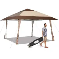 Northix Terrasoverkapping met luifel, beige kleur, afmetingen 4m x 4m
