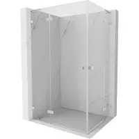 Mexen Lunar L Duo douchecabine draaideur links 120 x 115 , transparant, geborsteld nikkel - 834L-120L-115P-97-00