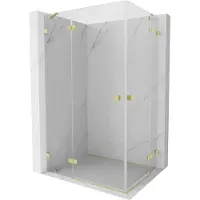 Mexen Lunar Duo draaideur douchecabine links 100 x 85 , transparant, geborsteld goud - 834-100L-085P-55-00