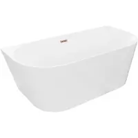 Mexen Oval Slim vrijstaande aan de muur bevestigde badkuip 170 x 80 , wit, overloop roségoud - 52661708000-60