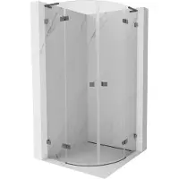 Mexen Lunar L halve ronde scharnierende douchecabine 90 x 90 , transparant, geborsteld kanongrijs - 833L-090L-090P-66-00
