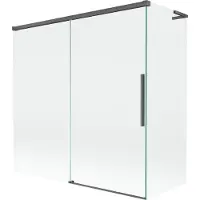 Mexen Rox L badwand 2-delig schuifbaar 160 + 80 x 150 , transparant, geborsteld geweergrijs - 8C9L-160-080-66-00