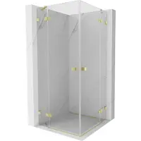 Mexen Lunar Duo scharnierend douchecabine 90 x 90 , transparant, geborsteld goud - 834-090L-090P-55-00