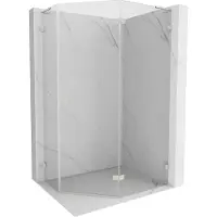 Mexen Lunar L vijfhoekige douchecabine scharnierend rechts 100x90 , transparant, geborsteld nikkel - 831L-100P-090L-97-00-P