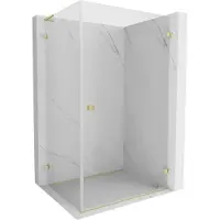 Mexen Lunar-B L rechts draaiende douchecabine 90 x 80 , transparant, geborsteld goud - 832L-090-080-55-00-P