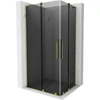 Mexen Velar L Duo schuifdouchecabine 90 x 80 , grafiet, goud - 871-090-080-02-43-50