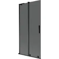Mexen Velar L badwandpaneel tweedelig schuifbaar 90 x 150 , grafiet, zwart - 896-090-003-41-70