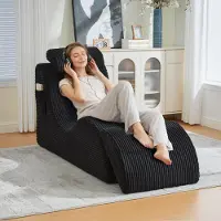 STILVORA Fauteuil – Modern En Ergonomisch Ontwerp – Zwart Corduroy – Perfect Voor Kleine Ruimtes – Met Afneembaar Kussen En Zijtas
