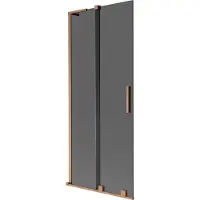 Mexen Velar L badwand paneel 2-delig schuifbaar 80 x 150 , grafiet, geborsteld koper - 896-080-003-41-65