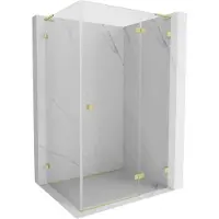 Mexen Lunar L draaideur douchecabine rechts 100 x 90 , transparant, geborsteld goud - 834L-100-090-55-00-P