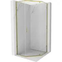 Mexen Exo vijfgangige douchecabine, 90 x 90 cm, transparant, goud - 812-090-090-50-00