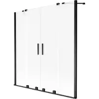 Mexen Velar Duo badwand-scherm 2-delig schuifbaar 150 x 150 , ijs, zwart - 896-150-000-32-70