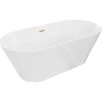 Mexen Luna Slim vrijstaande badkuip 170 x 75 , wit, overloop goud geborsteld - 52041707500-55