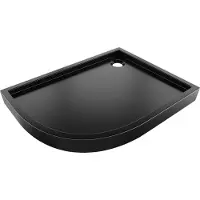 Mexen Flow+ asymmetrische halfronde douchebak rechts 90 x 80 , zwarte mat - 46Q708090RH