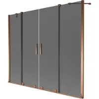 Mexen Velar Duo badwand scherm 2-delig schuifbaar 180 x 150 , grafiet, roze goud - 896-180-000-42-60