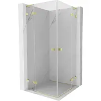 Mexen Lunar L Duo draaideur douchecabine 90 x 90 , transparant, geborsteld goud - 834L-090L-090P-55-00