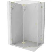 Mexen Lunar L vijfhoekige draaibare linkse douchecabine 90 x 80 , transparant, goud geborsteld - 831L-090L-080P-55-00-L