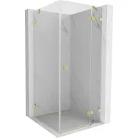 Mexen Lunar douchecabine scharnierend rechts 80 x 80 , transparant, geborsteld goud - 834-080-080-55-00-P