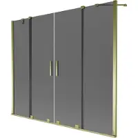 Mexen Velar Duo badwand scherm 2-delig schuif 190 x 150 , grafiet, goud - 896-190-000-42-50
