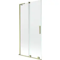 Mexen Velar L badwand-paravent 2-delig schuifbaar 95 x 150 , transparant, goud geborsteld - 896-095-003-01-55