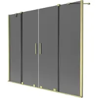 Mexen Velar Duo badwand 2-delige schuifbare 190 x 150 , grafiet, goud geborsteld - 896-190-000-42-55