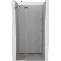 Mexen Lunar douchedeur scharnierend links 85 , transparant, geborsteld koper - 834-085-000-65-00-L