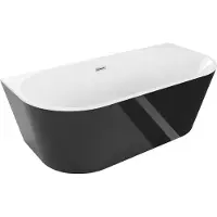 Mexen Oval vrijstaande wandbad 150 x 75 , wit/zwart, overloop chroom - 52671507575-01