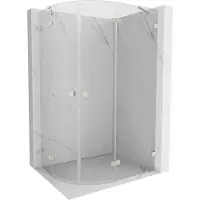 Mexen Lunar halfronde douchecabine naar buiten draaiend rechts 90 x 70 , transparant, geborsteld nikkel - 833-090P-070L-97-00