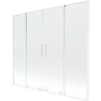 Mexen Velar L Duo badwand scherm 2-delig schuifbaar 180 x 150 , transparant, wit - 896-180-003-02-20